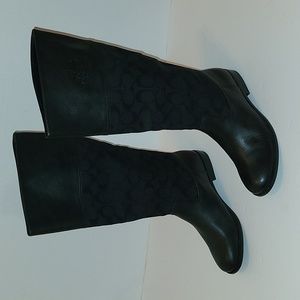 Coach black signature leather chrissi riding pull on boots size 10
